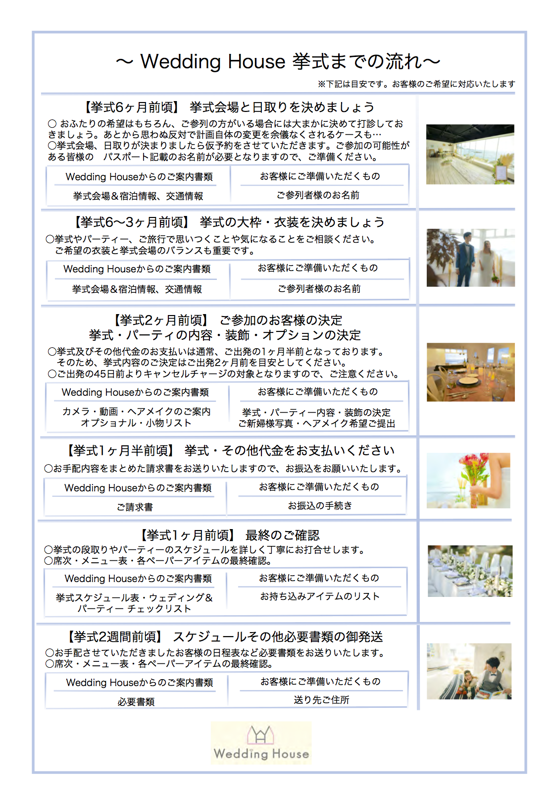 挙式までのスケジュール